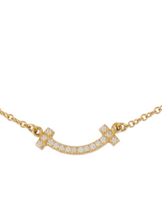 Tiffany & Co. 18K Diamond Mini Smile Pendant Necklace