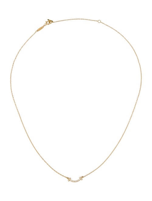 Tiffany & Co. 18K Diamond Mini Smile Pendant Necklace