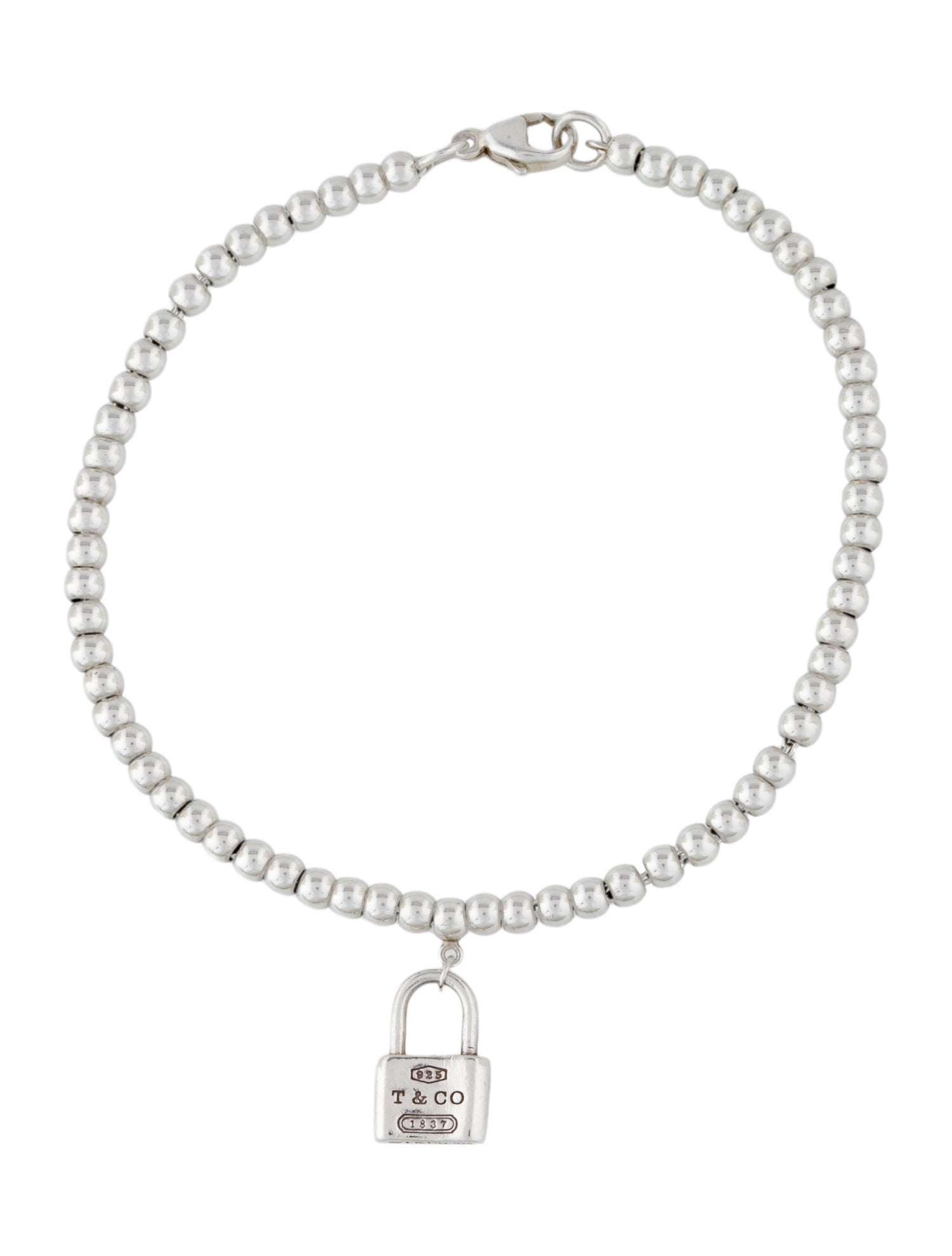 Tiffany & Co. 1837 Lock Charm Bead Bracelet
