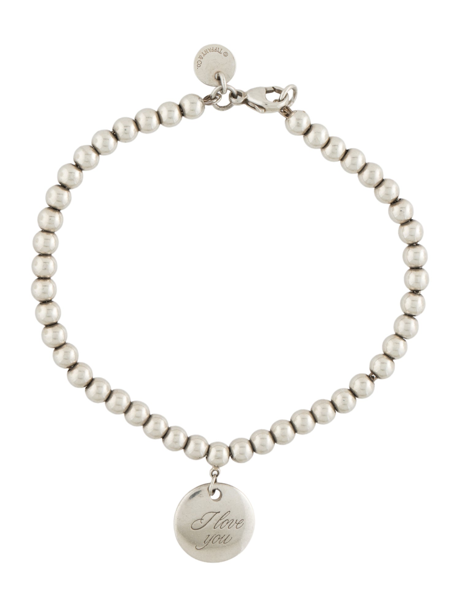 Tiffany & Co. 'I Love You' Round Tag Bead Bracelet
