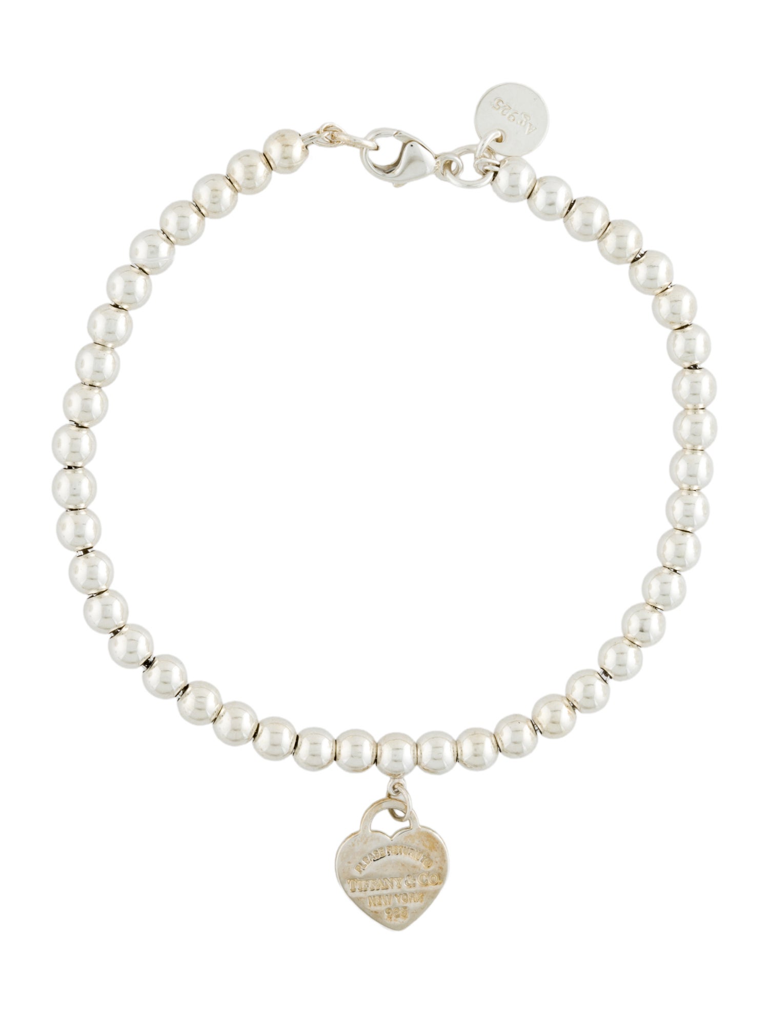 Tiffany & Co. Enamel Blue® Heart Tag Bead Bracelet