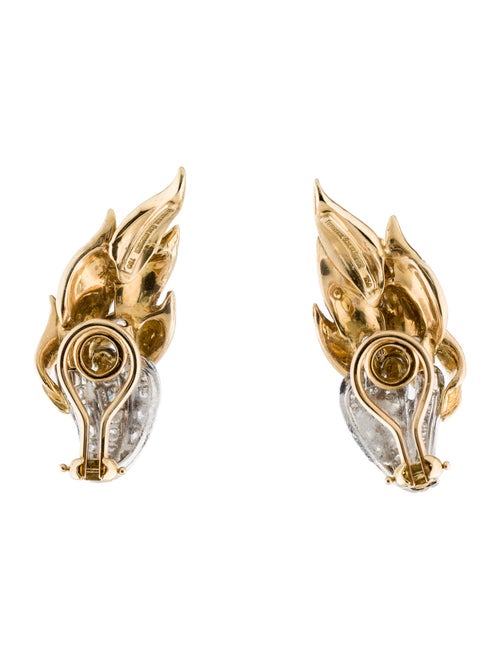 Tiffany & Co. 18K 1.72ctw Diamond & Enamel Flame Clip-On Earrings