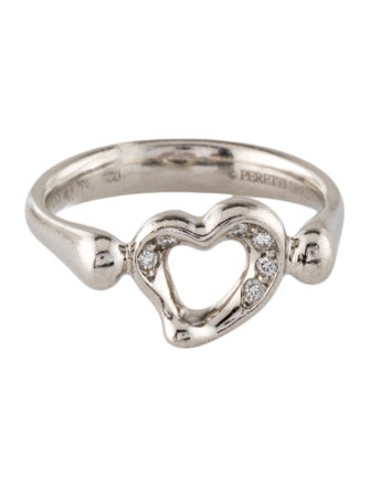 Tiffany & Co. Platinum Diamond Open Heart Cocktail Ring