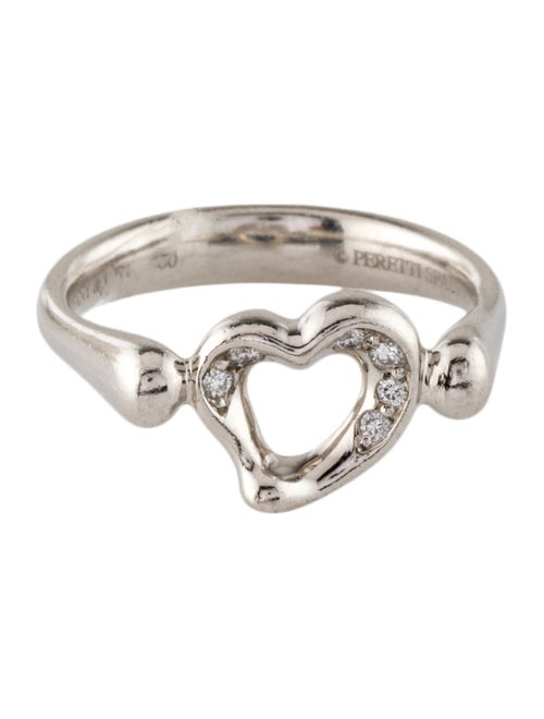 Tiffany & Co. Platinum Diamond Open Heart Cocktail Ring