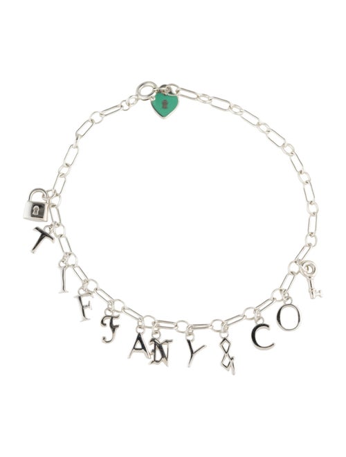 Tiffany & Co. Enamel Love Notes Logo Charm Bracelet