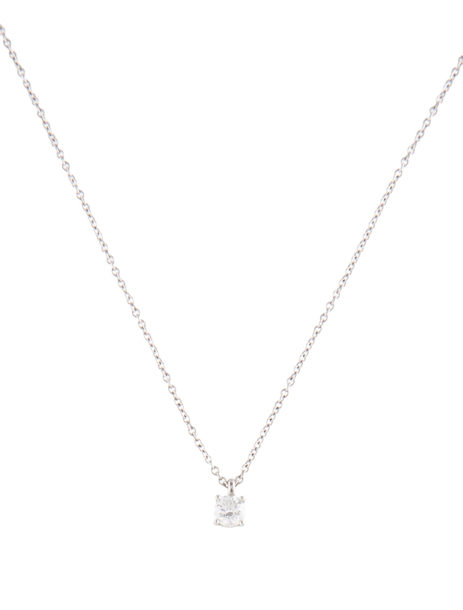 Tiffany & Co. Platinum Diamond Solitaire Pendant Necklace