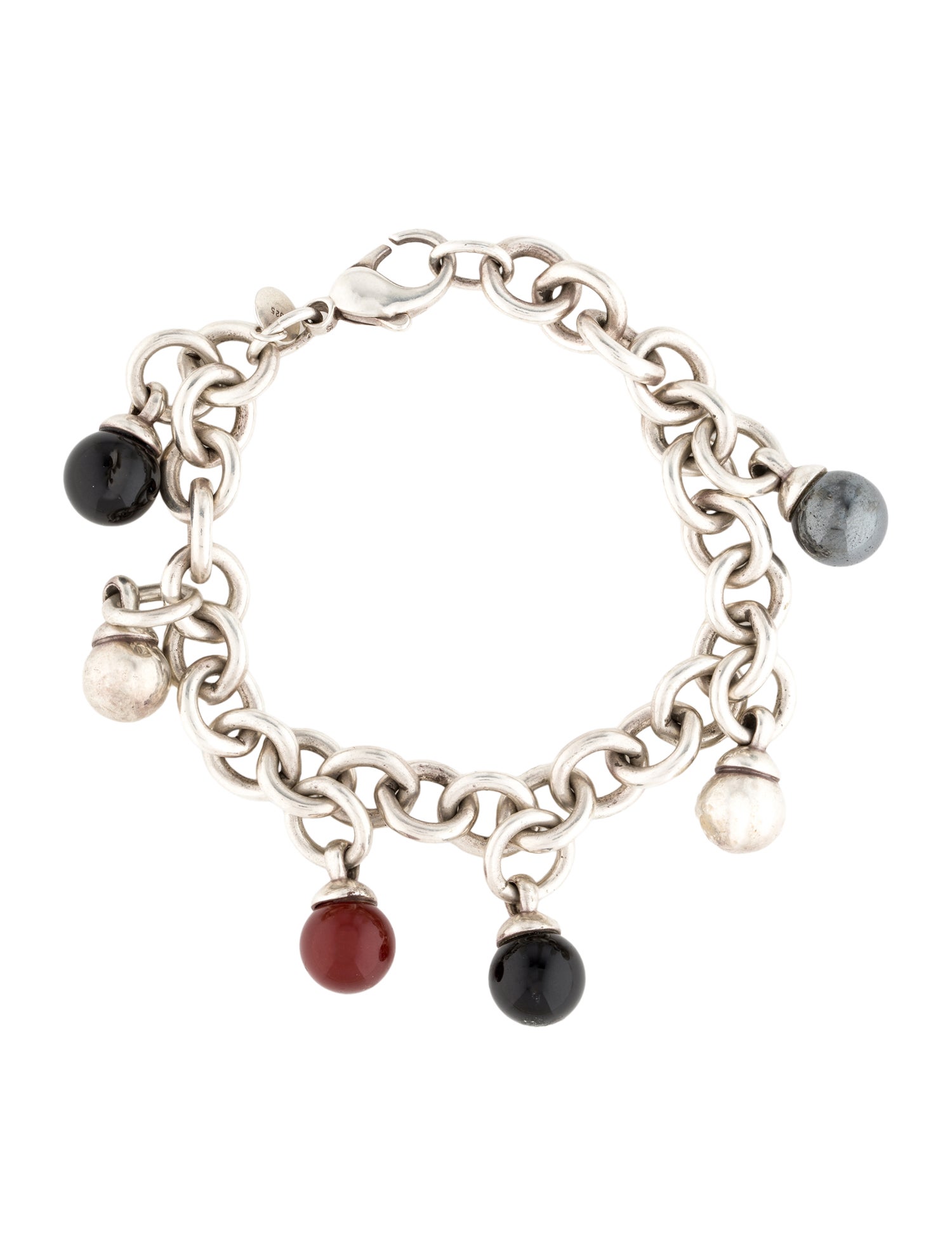 Tiffany & Co. Carnelian, Hematine & Onyx Bead Fascination Charm Bracelet