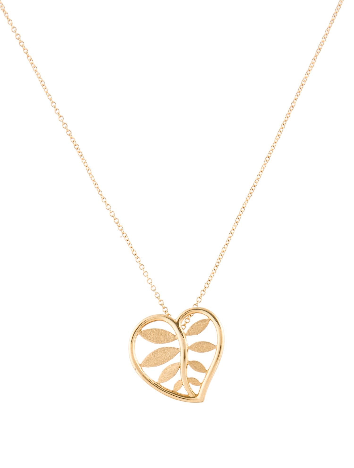 Tiffany & Co. 18K Villa Paloma Heart Palm Pendant Necklace