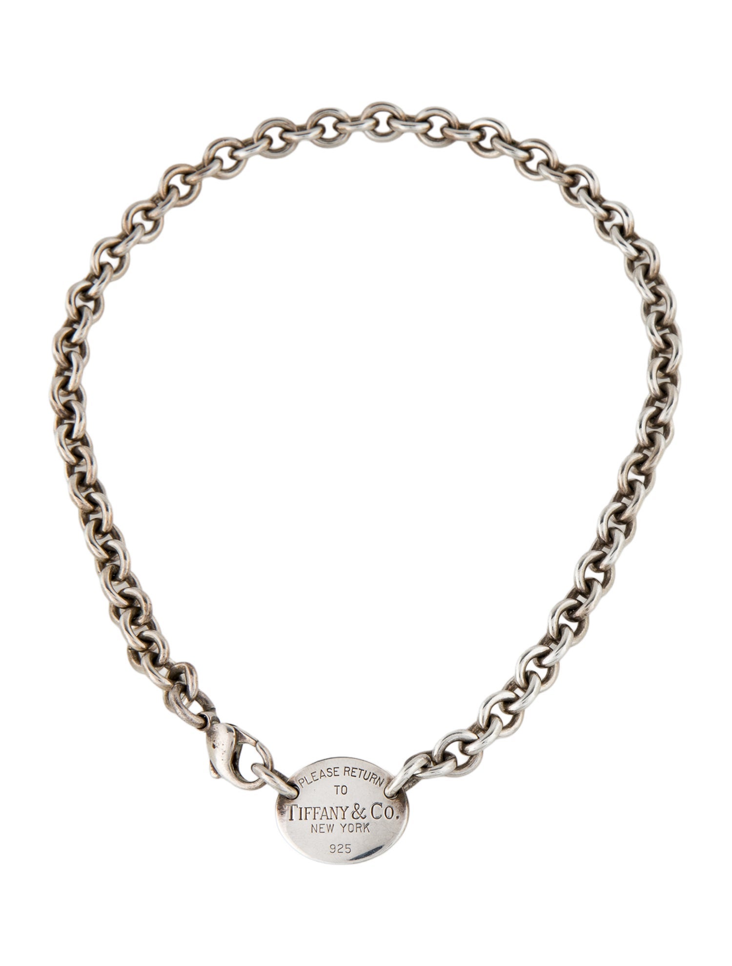 Tiffany & Co. Oval Tag Chain Choker Necklace