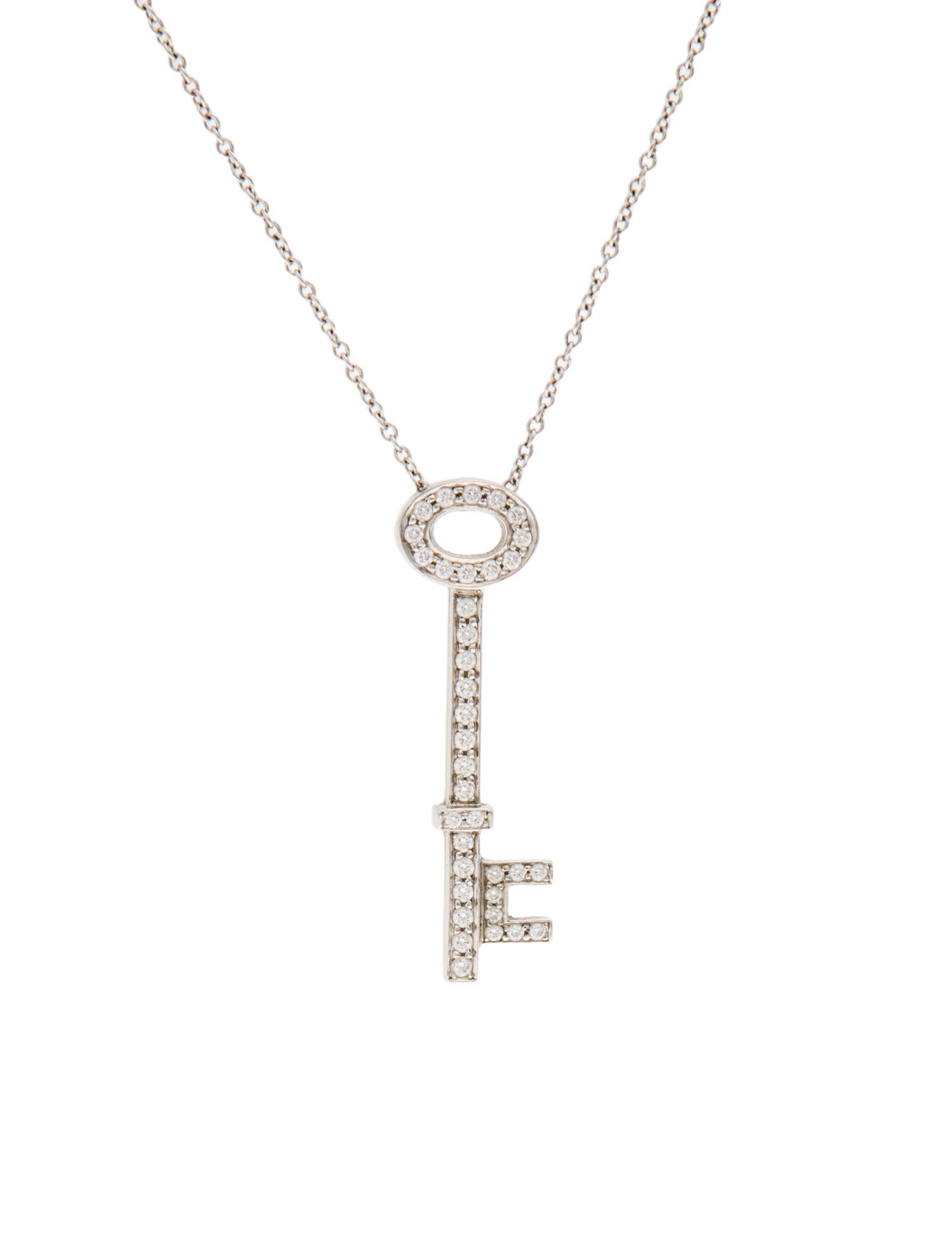 Tiffany & Co. Platinum DIamond Key Pendant Necklace