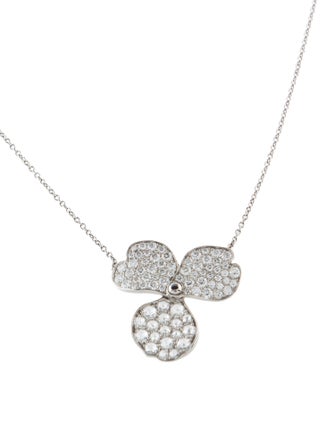 Tiffany & Co. Platinum Diamond Large Paper Flowers Pendant Necklace