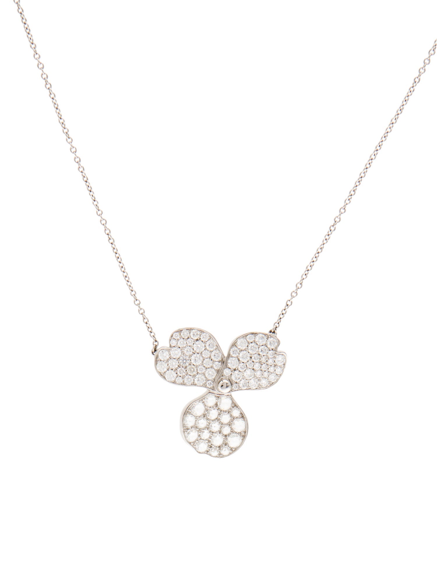 Tiffany & Co. Platinum Diamond Large Paper Flowers Pendant Necklace