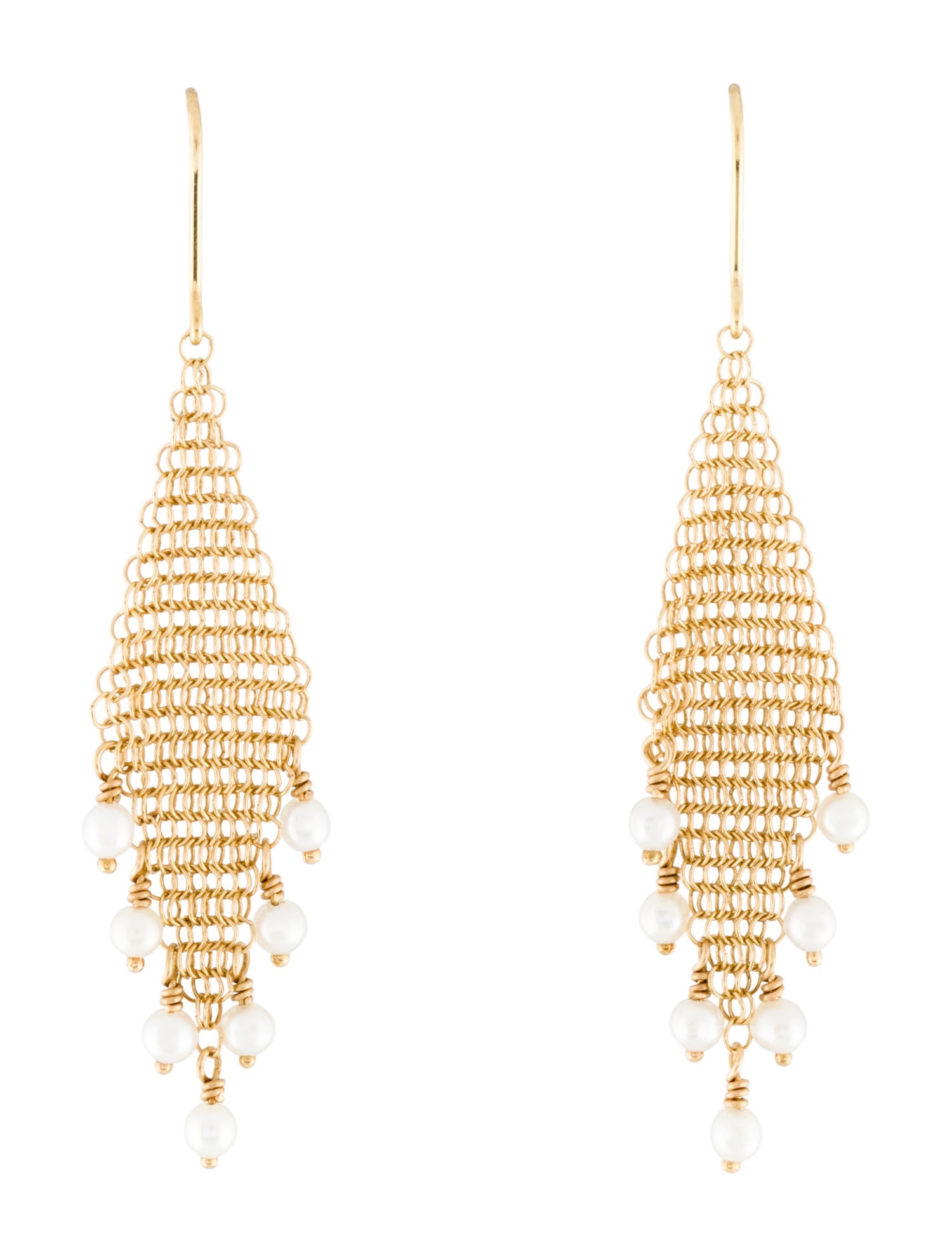 Tiffany & Co. 18K Pearl Mesh Fringe Earrings