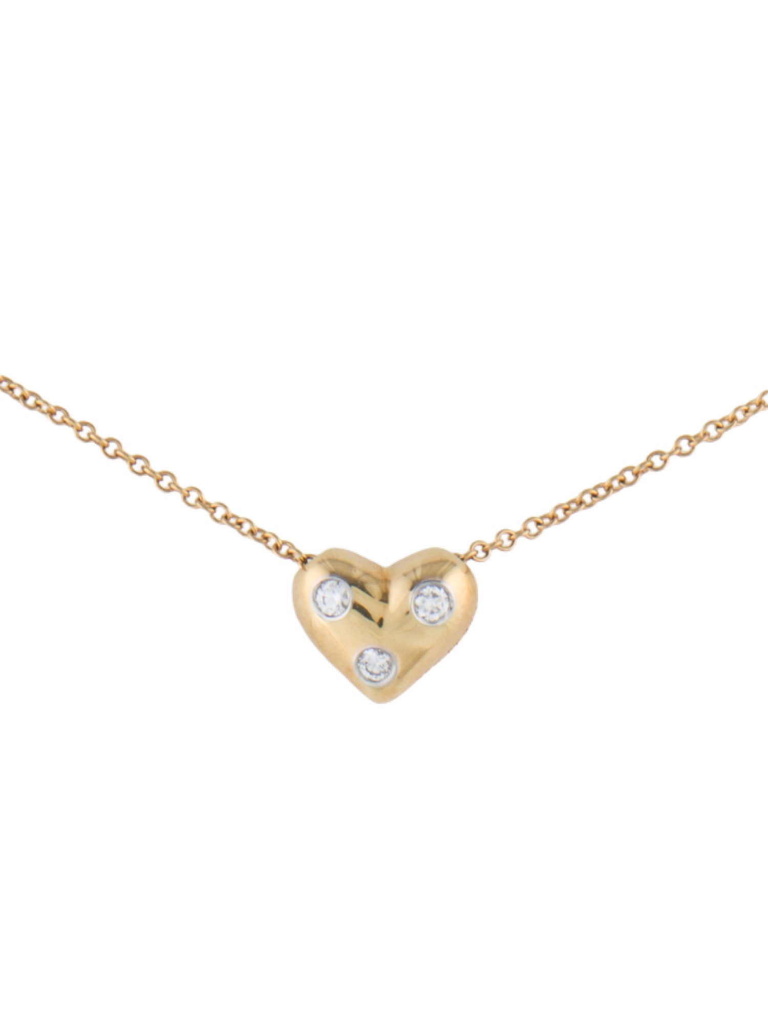 Tiffany & Co. 18K Diamond Etoile Heart Pendant Necklace