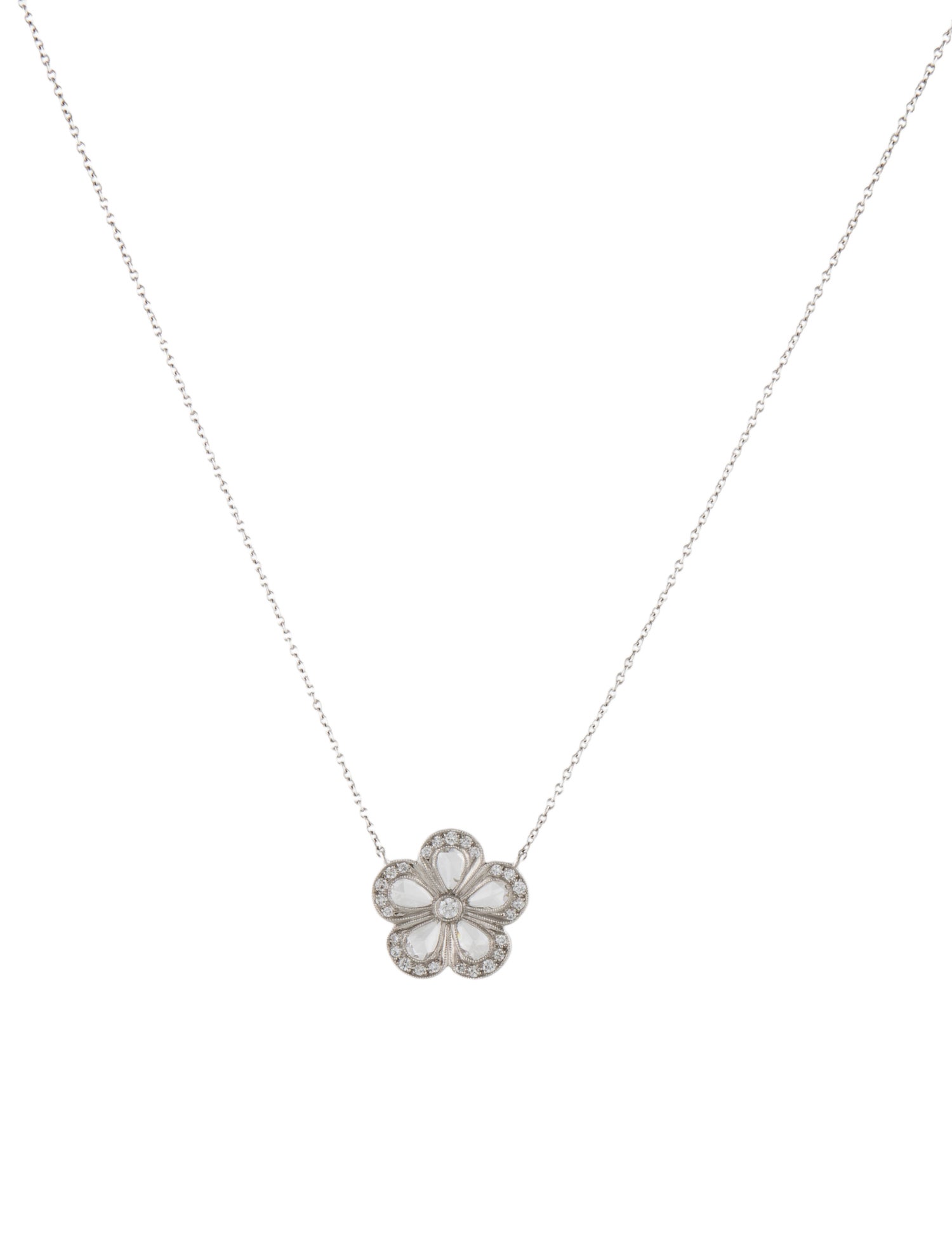 Tiffany & Co. Platinum Diamond Enchant Flower Pendant Necklace