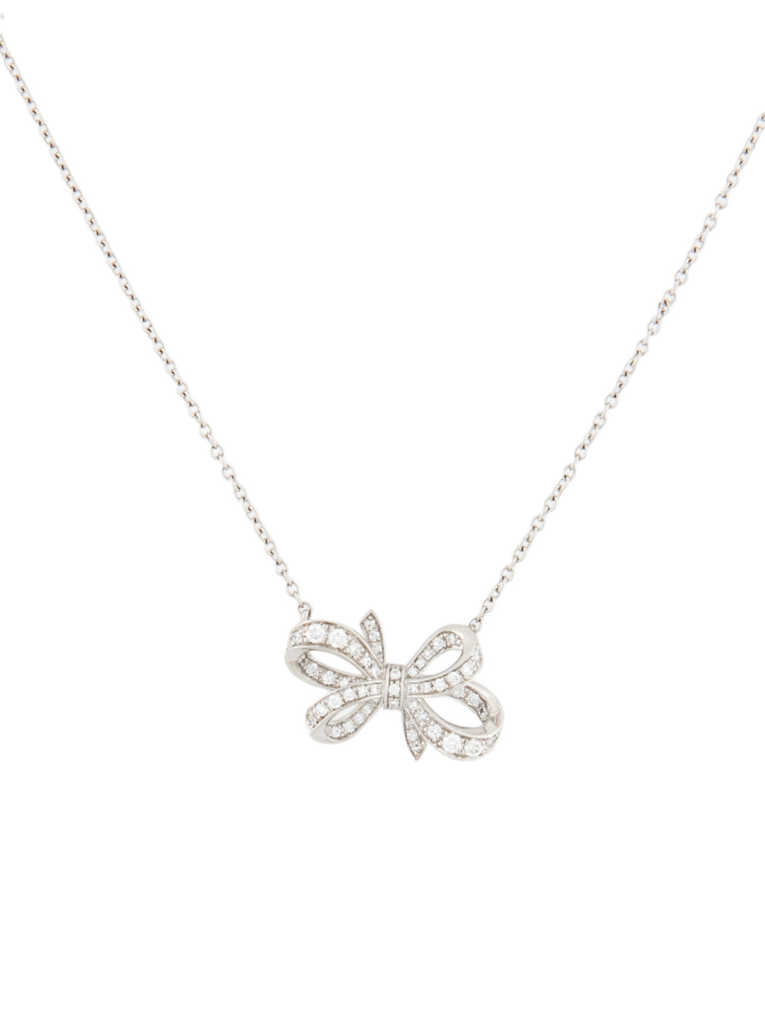 Tiffany & Co. Platinum Diamond Ribbon Pendant Necklace