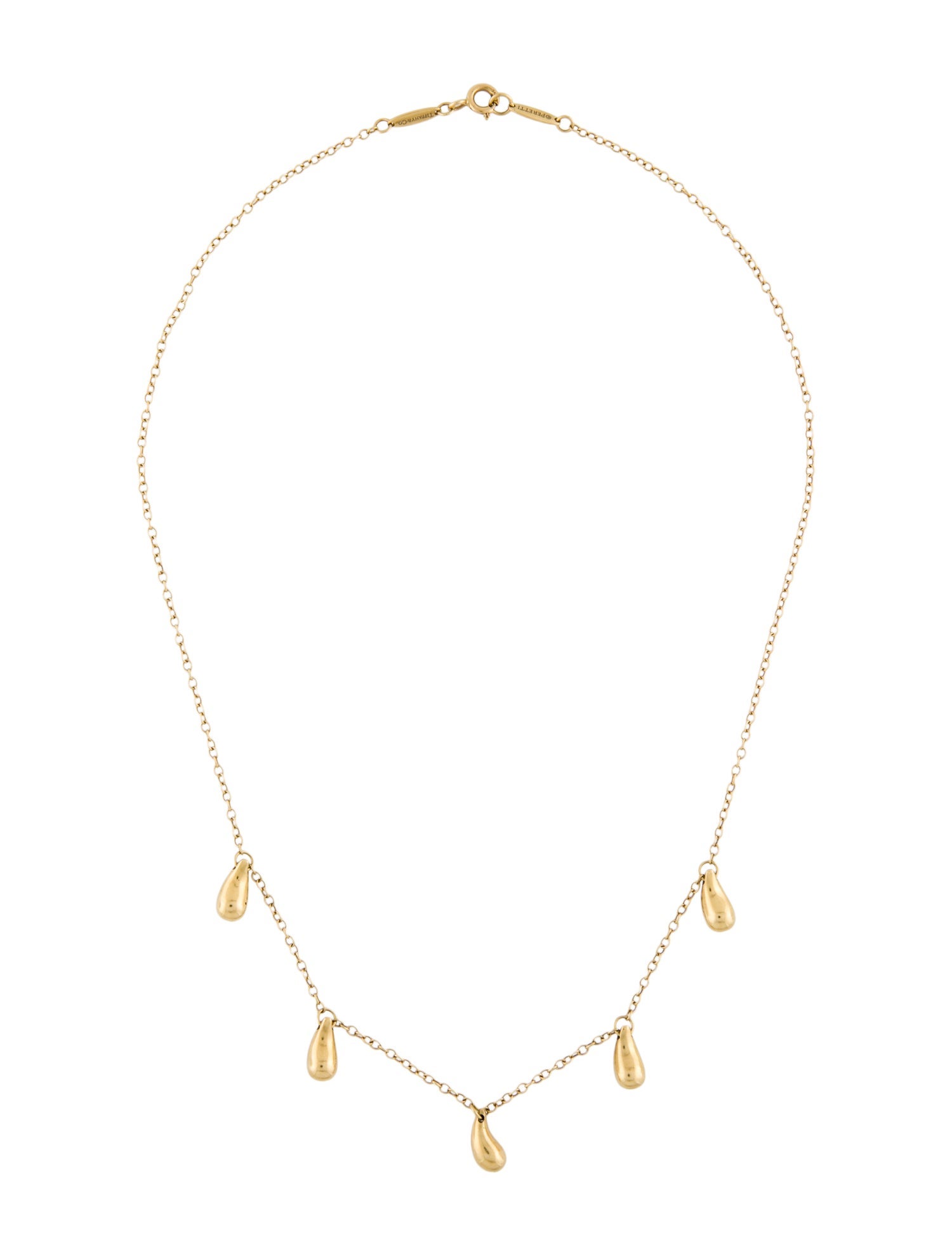 Tiffany & Co. Vintage 18K Five Teardrop Station Necklace