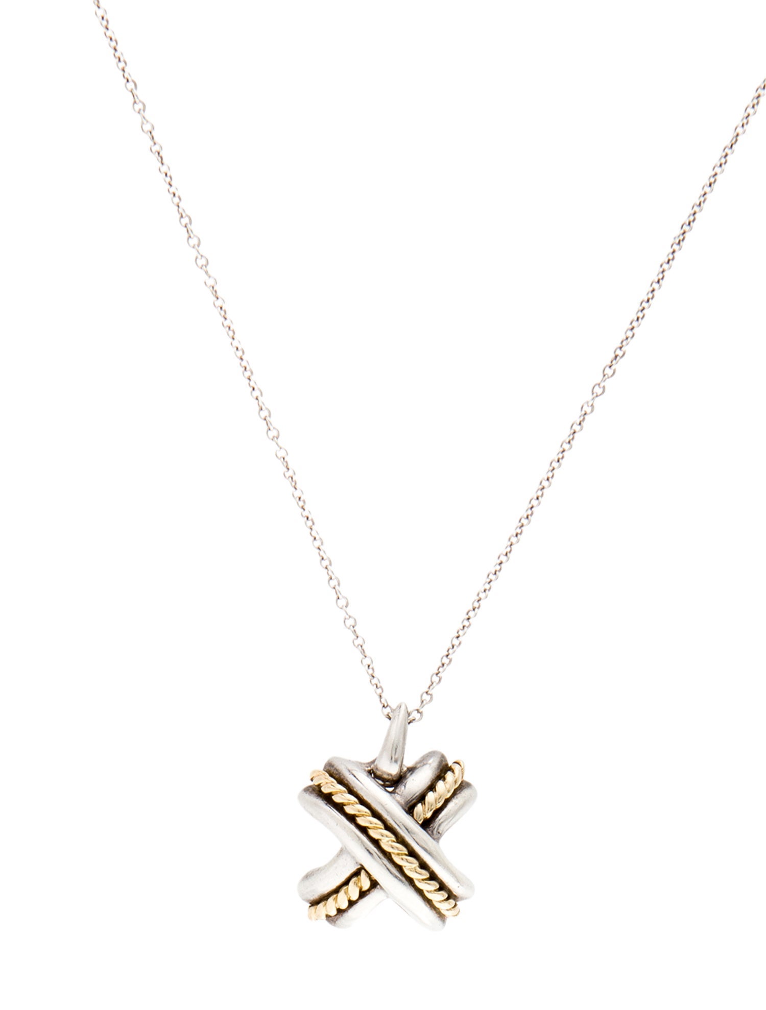 Tiffany & Co. Vintage Two-Tone Signature X Pendant Necklace