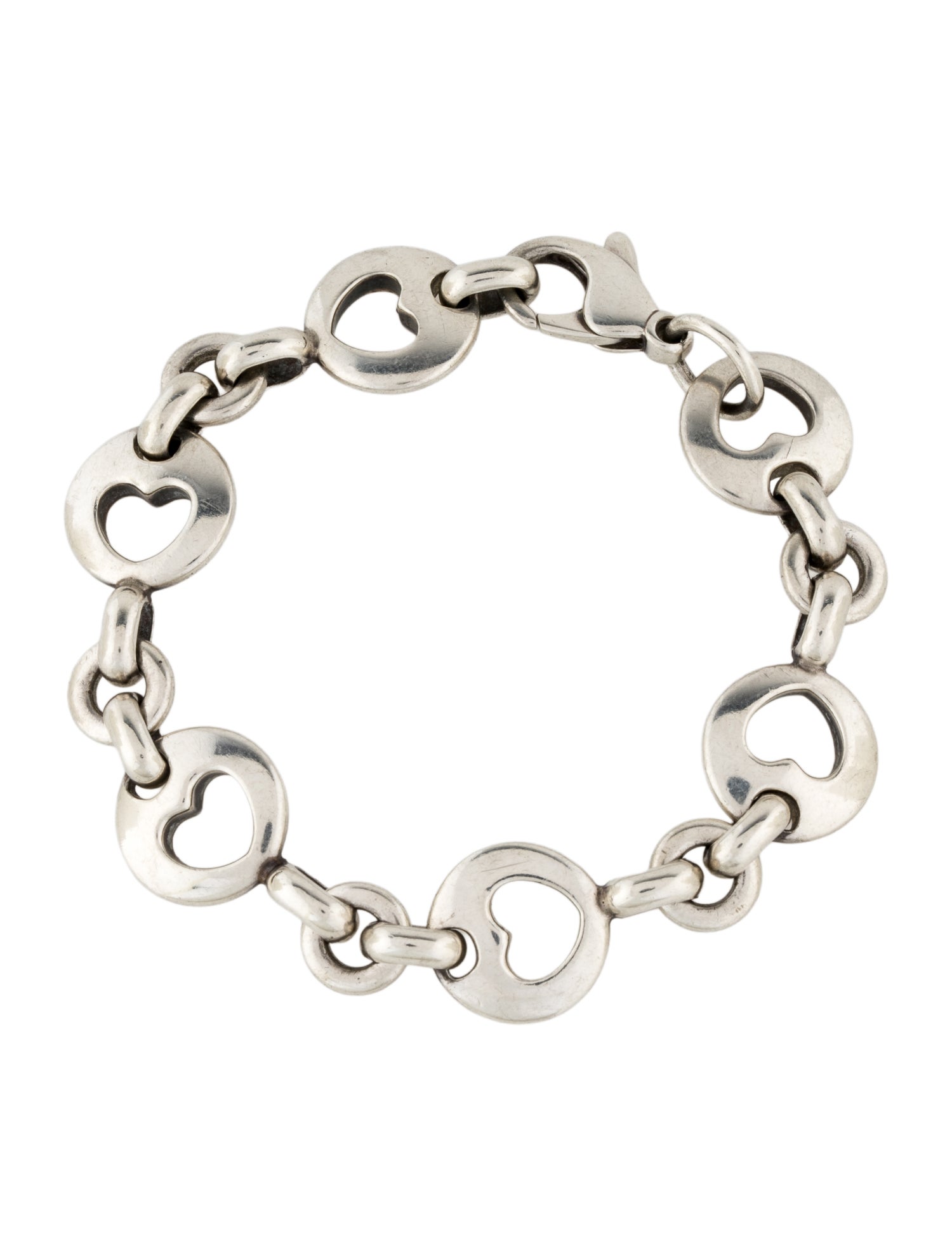Tiffany & Co. Open Heart Stencil Cut Out Link Bracelet