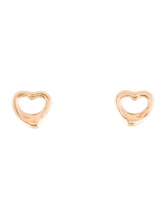 Tiffany & Co. 18K Open Heart Stud Earrings 11 MM