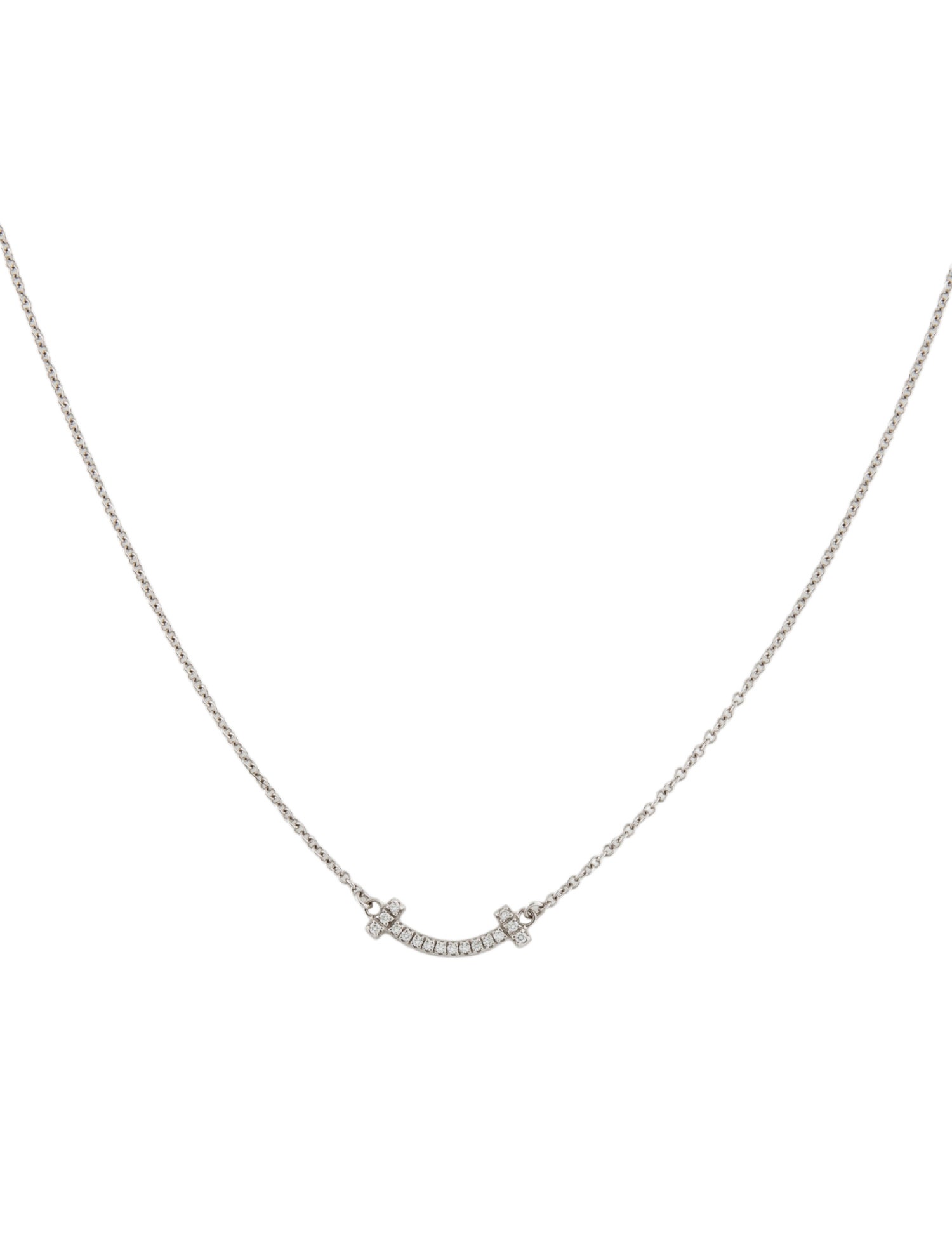 Tiffany & Co. 18K Diamond Mini Smile Pendant Necklace