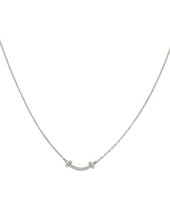 Tiffany & Co. 18K Diamond Mini Smile Pendant Necklace