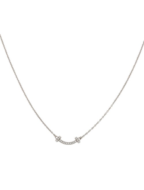 Tiffany & Co. 18K Diamond Mini Smile Pendant Necklace