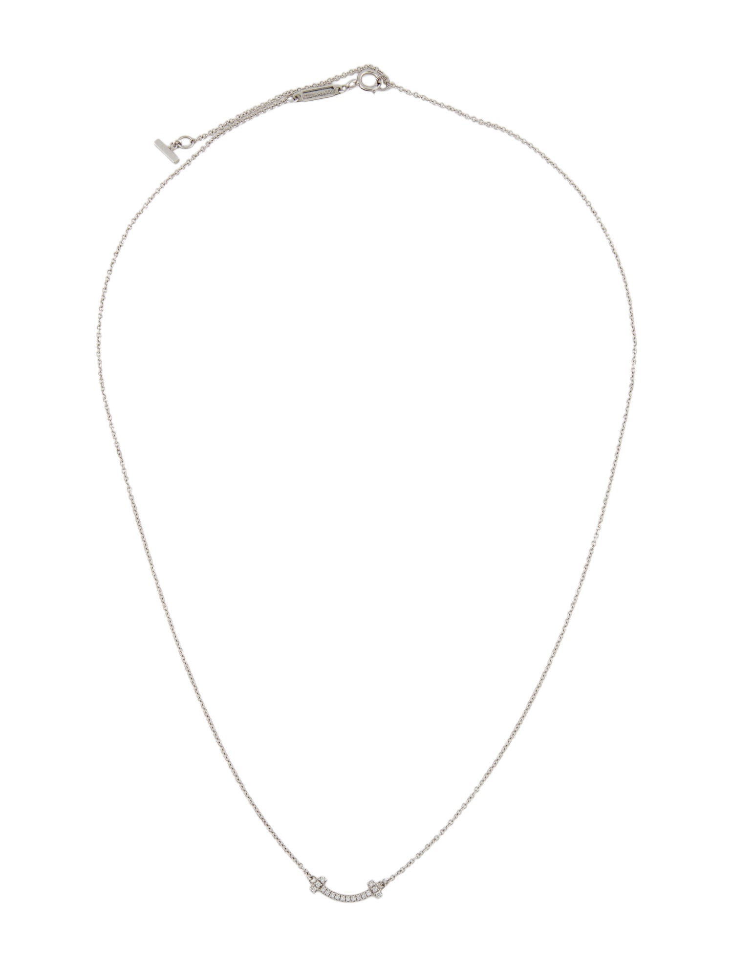 Tiffany & Co. 18K Diamond Mini Smile Pendant Necklace