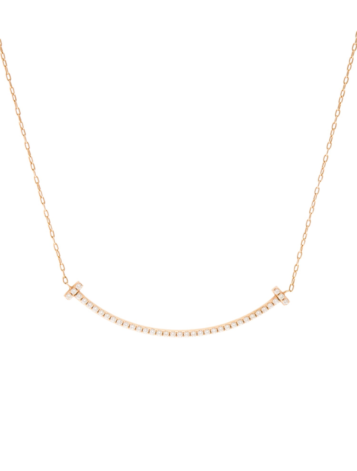 Tiffany & Co. 18K Diamond T Smile Small Pendant Necklace