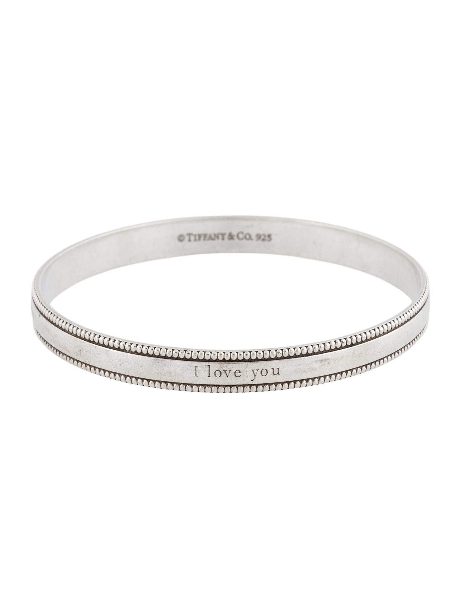 Tiffany & Co. 'I Love You' Milgrain Bangle Bracelet