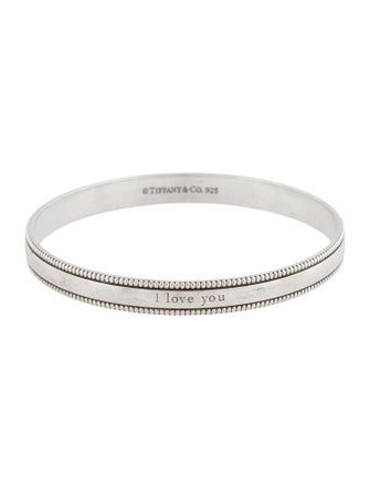 Tiffany & Co. 'I Love You' Milgrain Bangle Bracelet