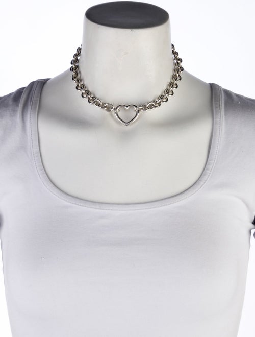Tiffany & Co. Open Heart Clasp Link Choker Necklace