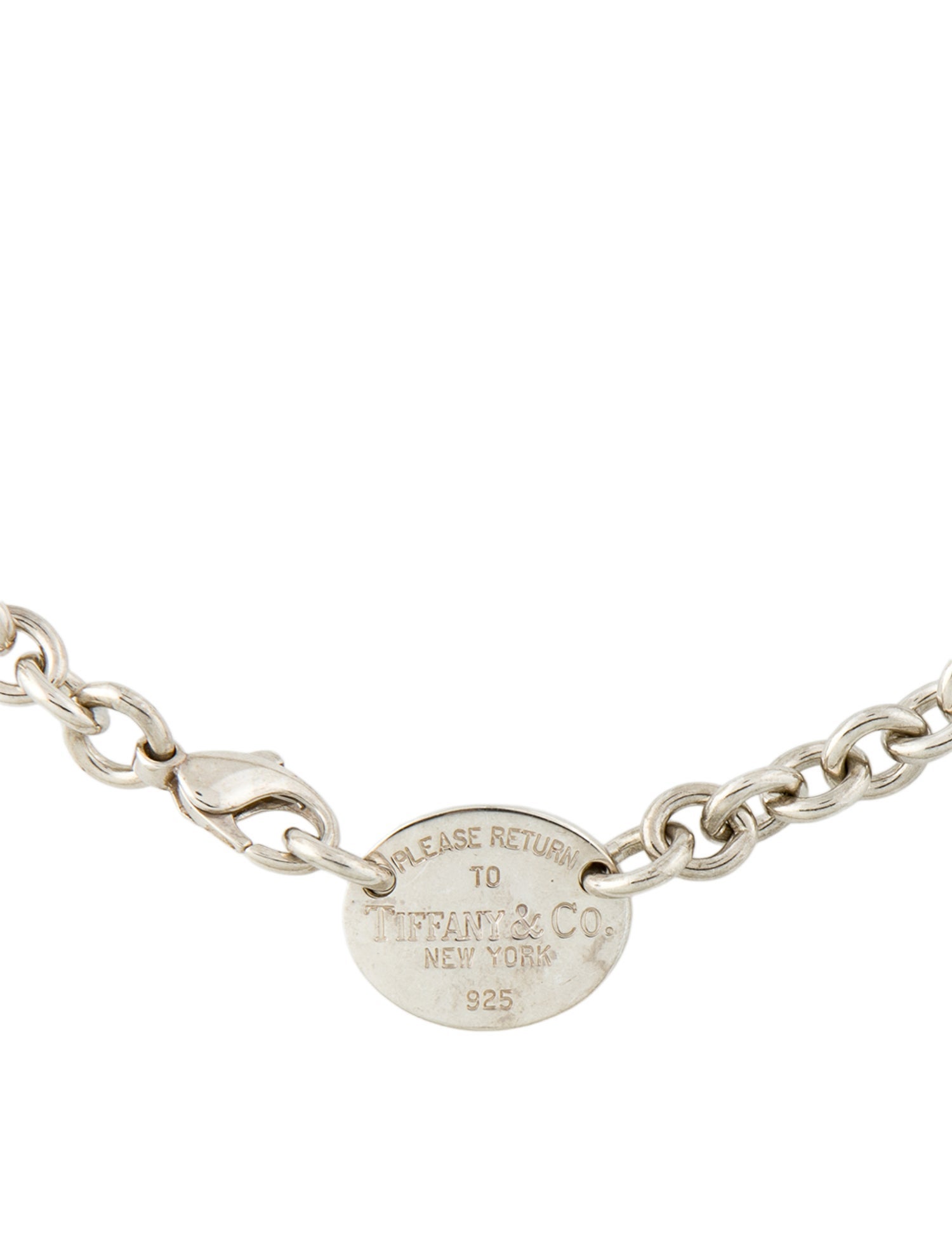 Tiffany & Co. Oval Tag Chain Link Choker Necklace