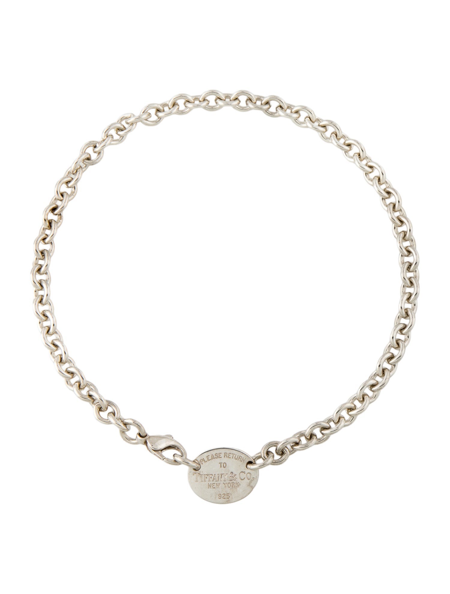 Tiffany & Co. Oval Tag Chain Link Choker Necklace