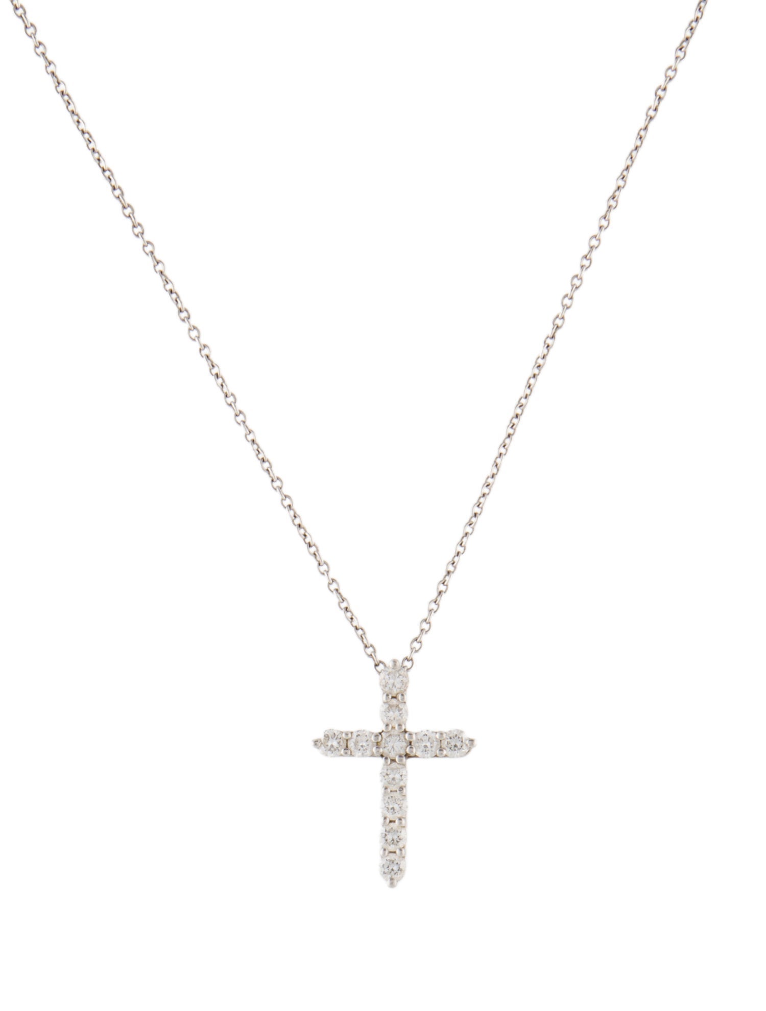 Tiffany & Co. Platinum Diamond Cross Pendant Necklace