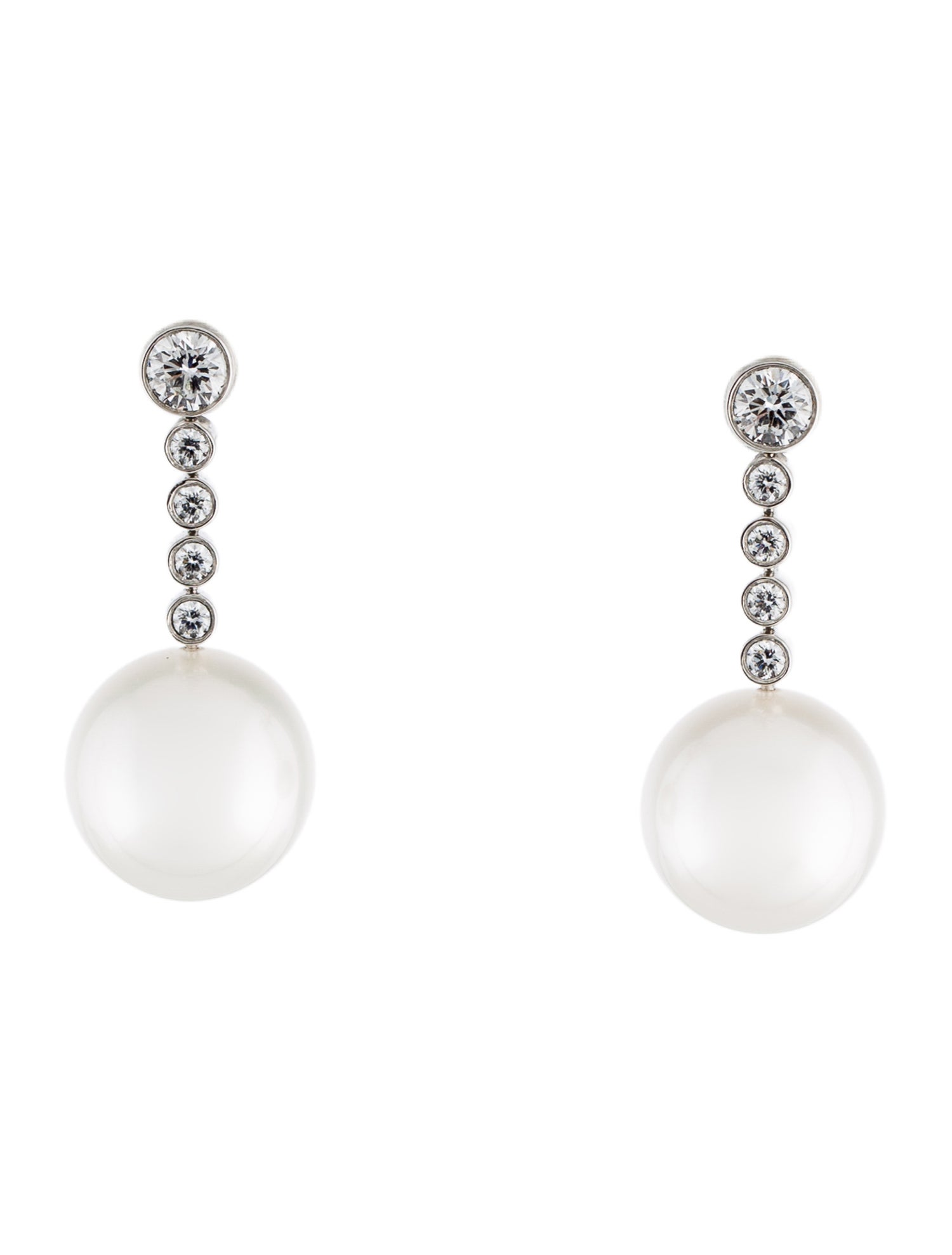 Tiffany & Co. Platinum South Sea Pearl & Diamond Drop Earrings