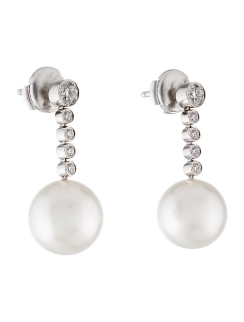 Tiffany & Co. Platinum South Sea Pearl & Diamond Drop Earrings