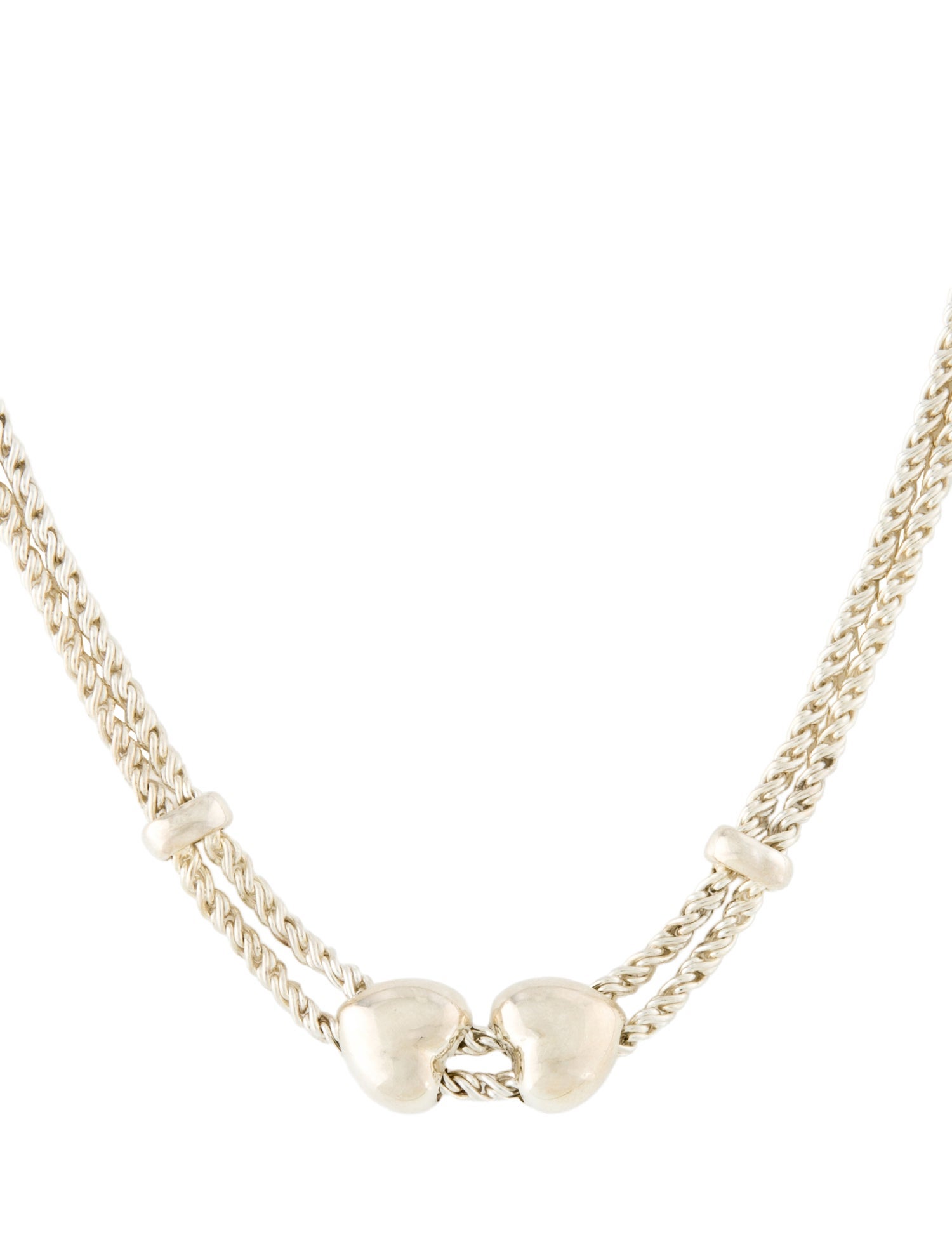 Tiffany & Co. Sliding Puff Heart Double Strand Necklace