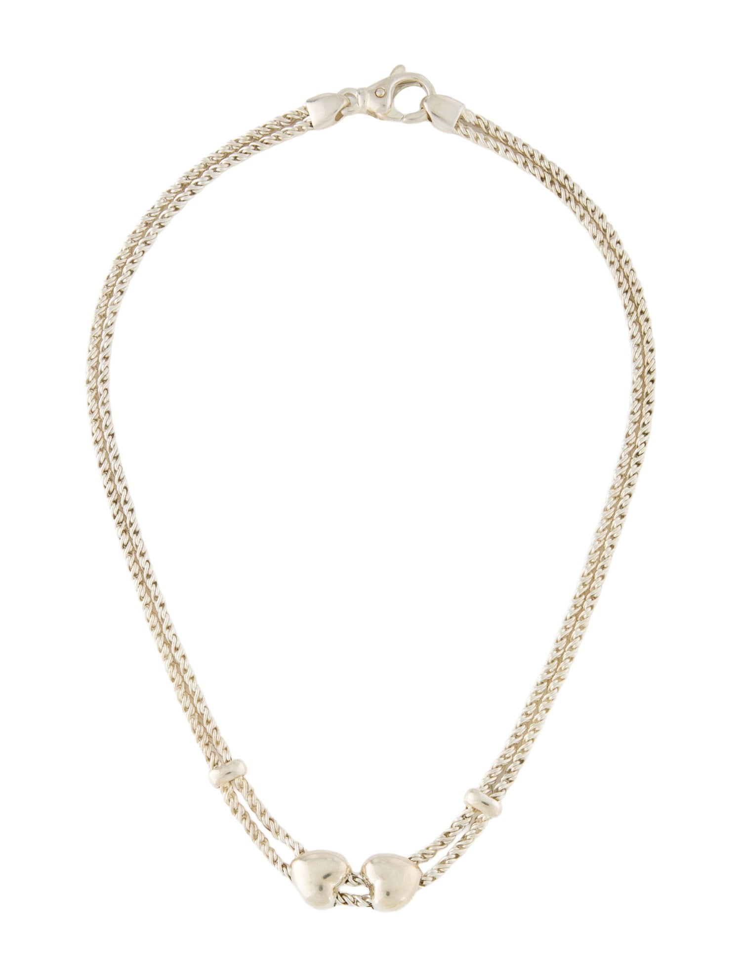 Tiffany & Co. Sliding Puff Heart Double Strand Necklace