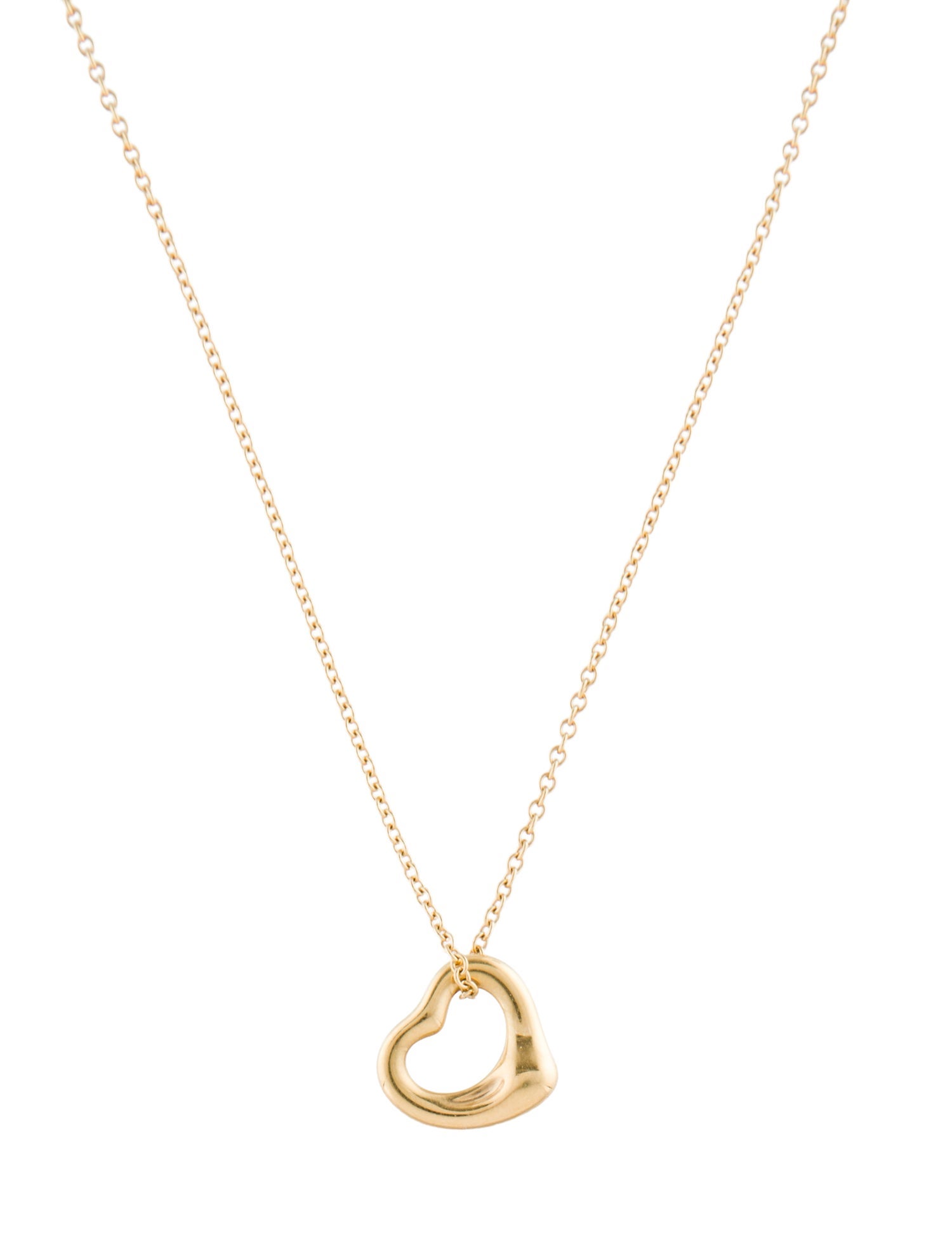 Tiffany & Co. 18K Open Heart Pendant Necklace
