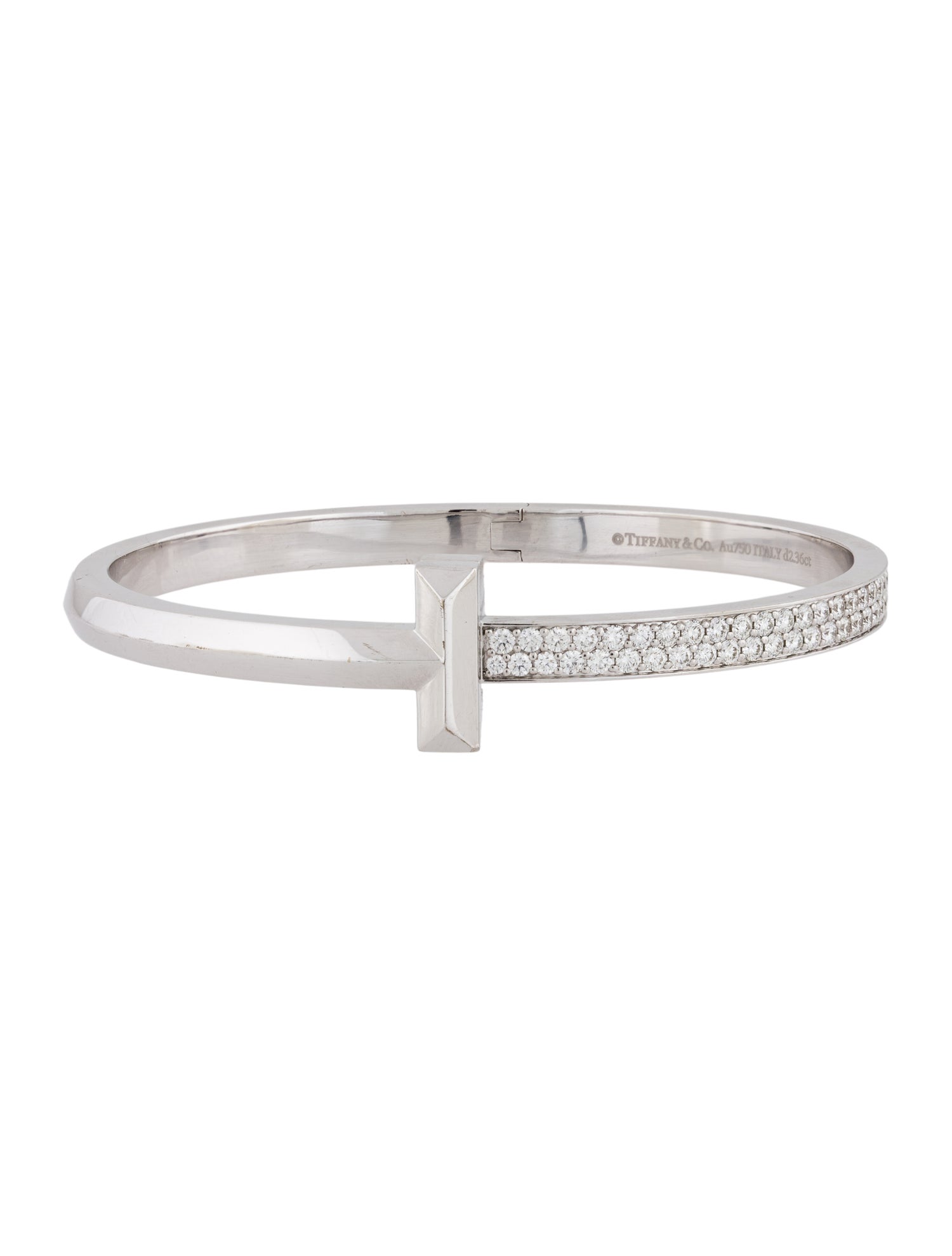 Tiffany & Co. 18K T1 Wide Diamond Hinged Bangle