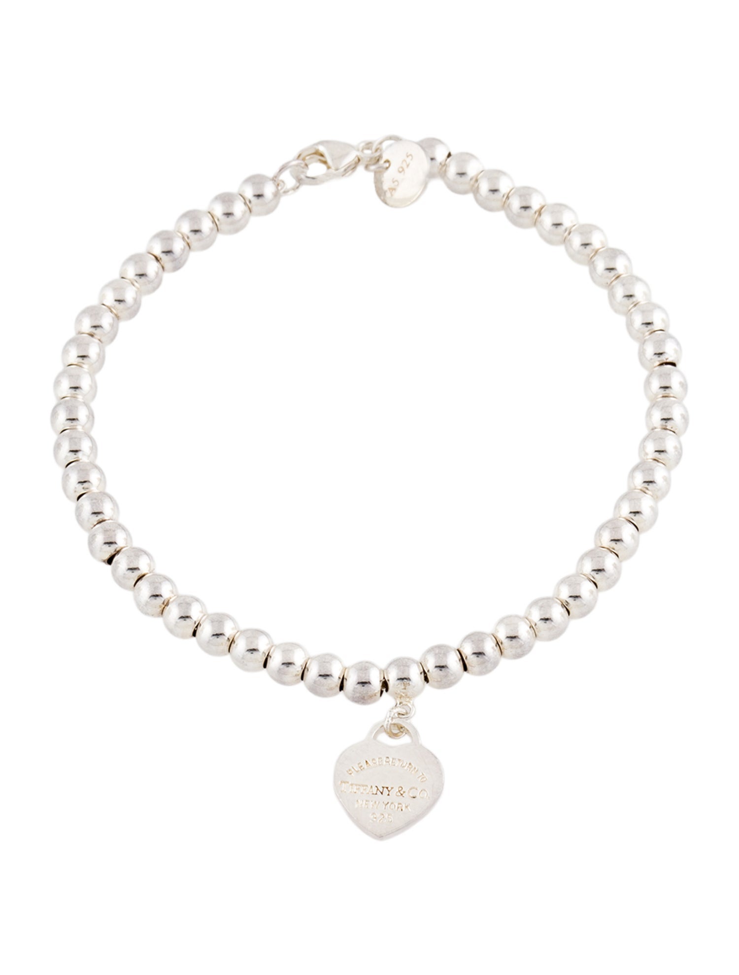 Tiffany & Co. Enamel Heart Charm Bead Bracelet