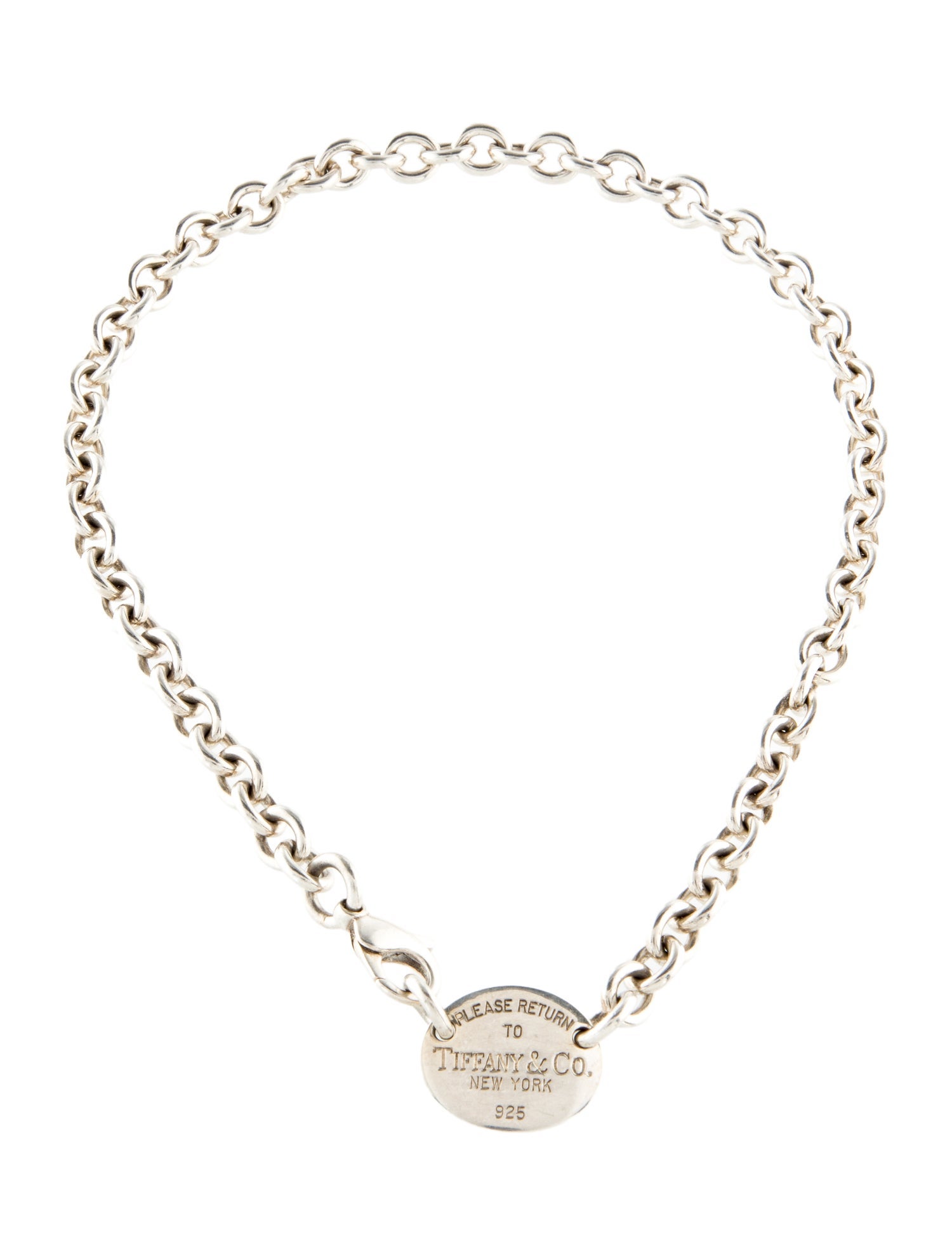 Tiffany & Co. Oval Tag Choker Chain Necklace