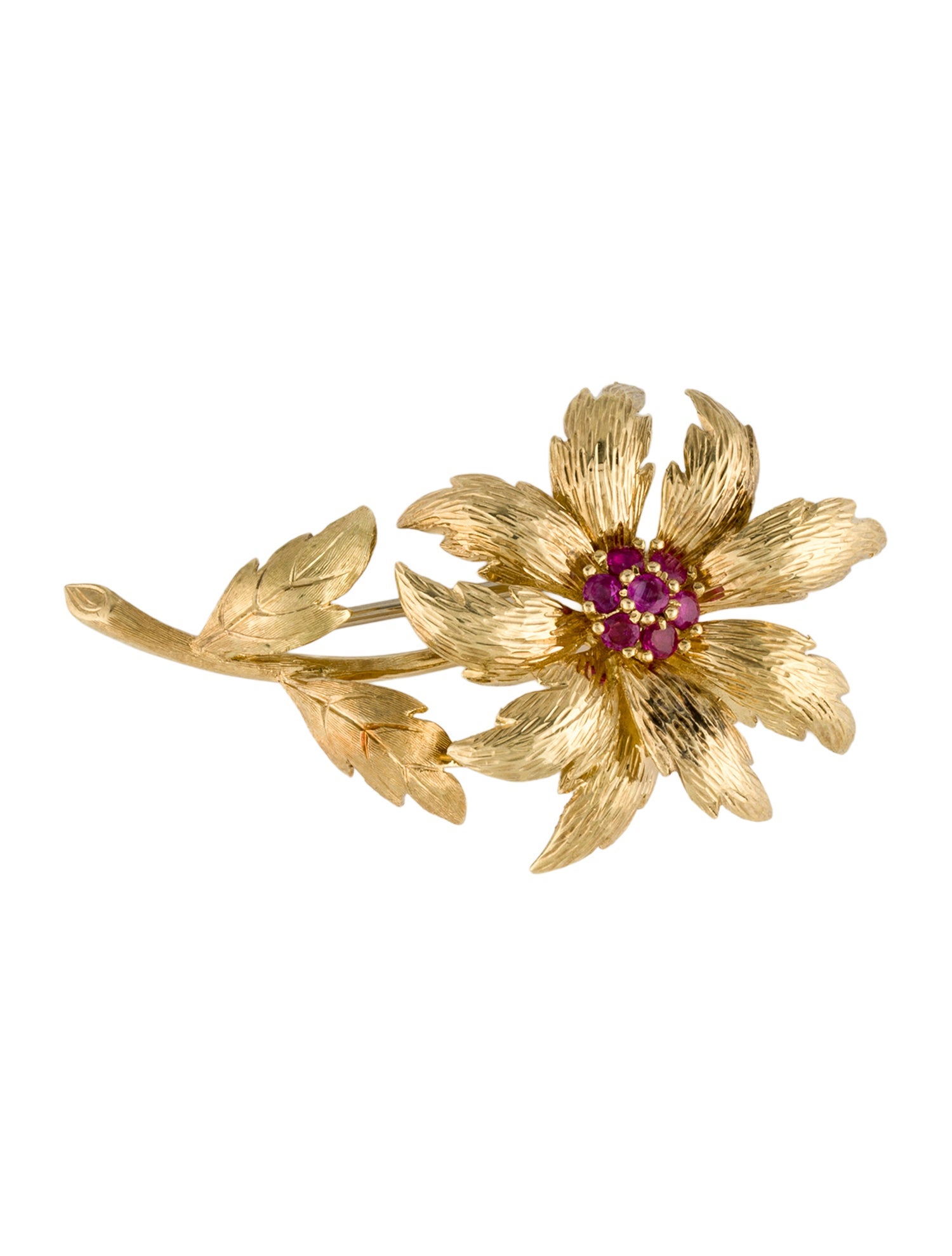 Tiffany & Co. Vintage 18K Ruby Flower Brooch