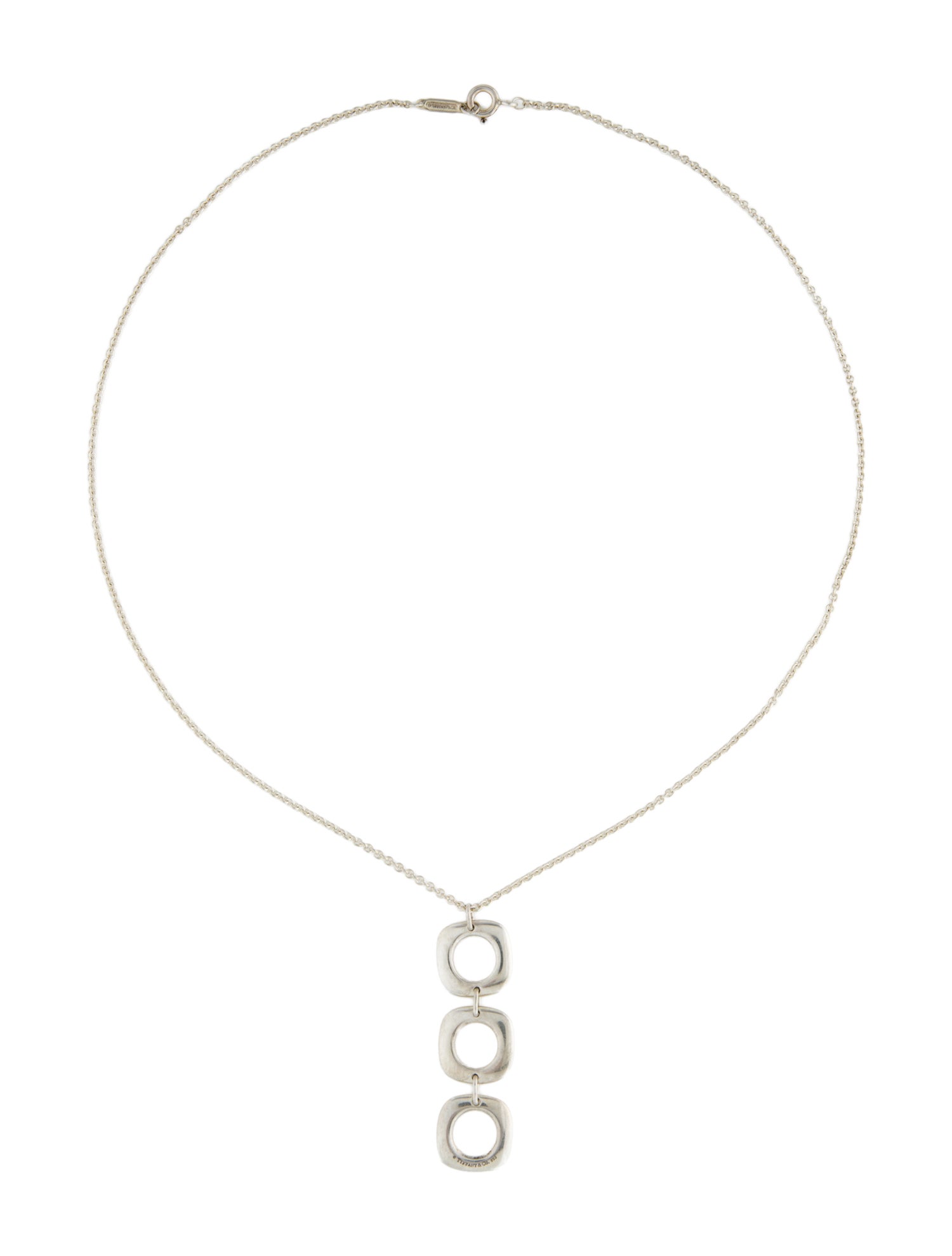 Tiffany & Co. Square Cushion Triple Drop Pendant Necklace