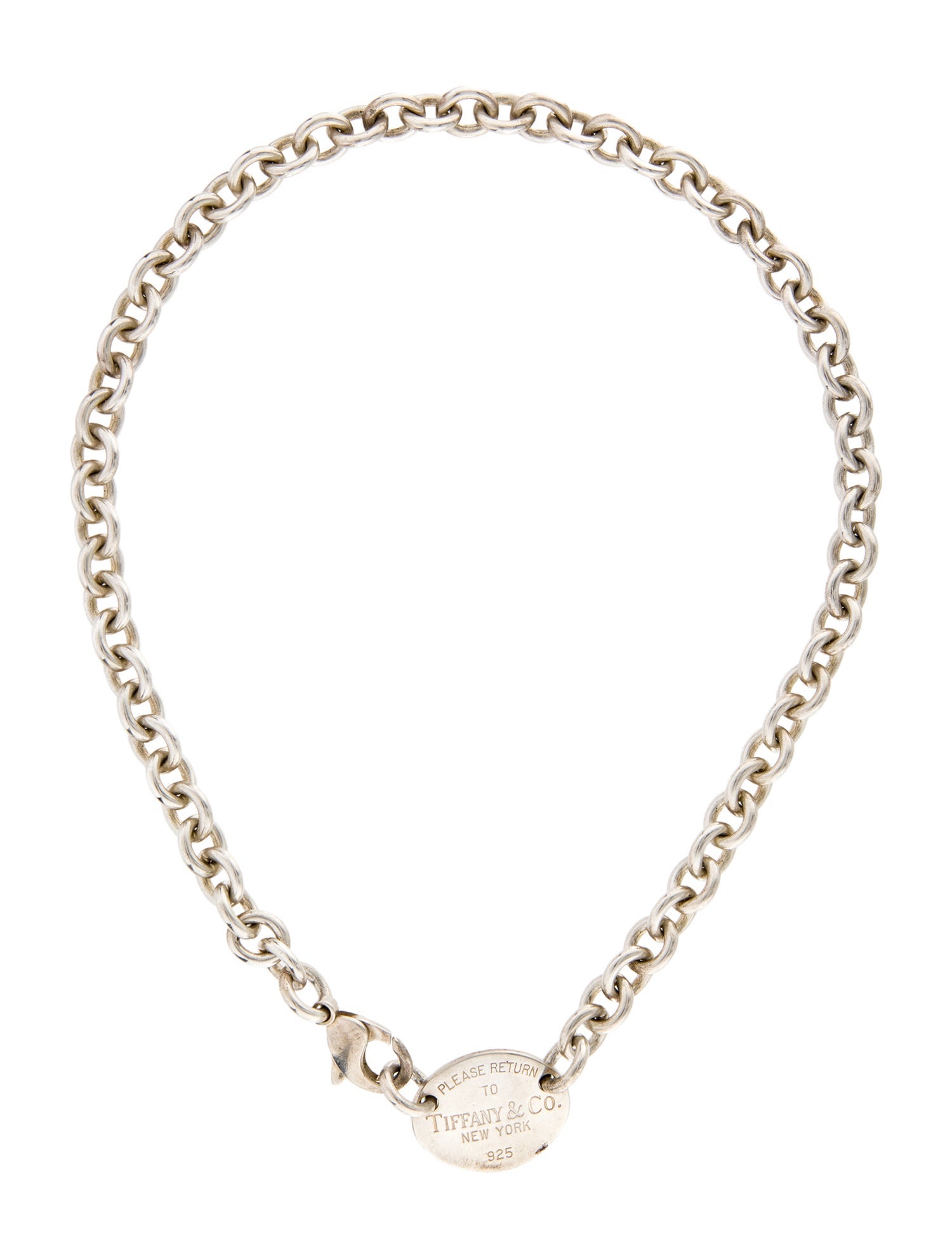 Tiffany & Co. Oval Tag Choker Chain Necklace