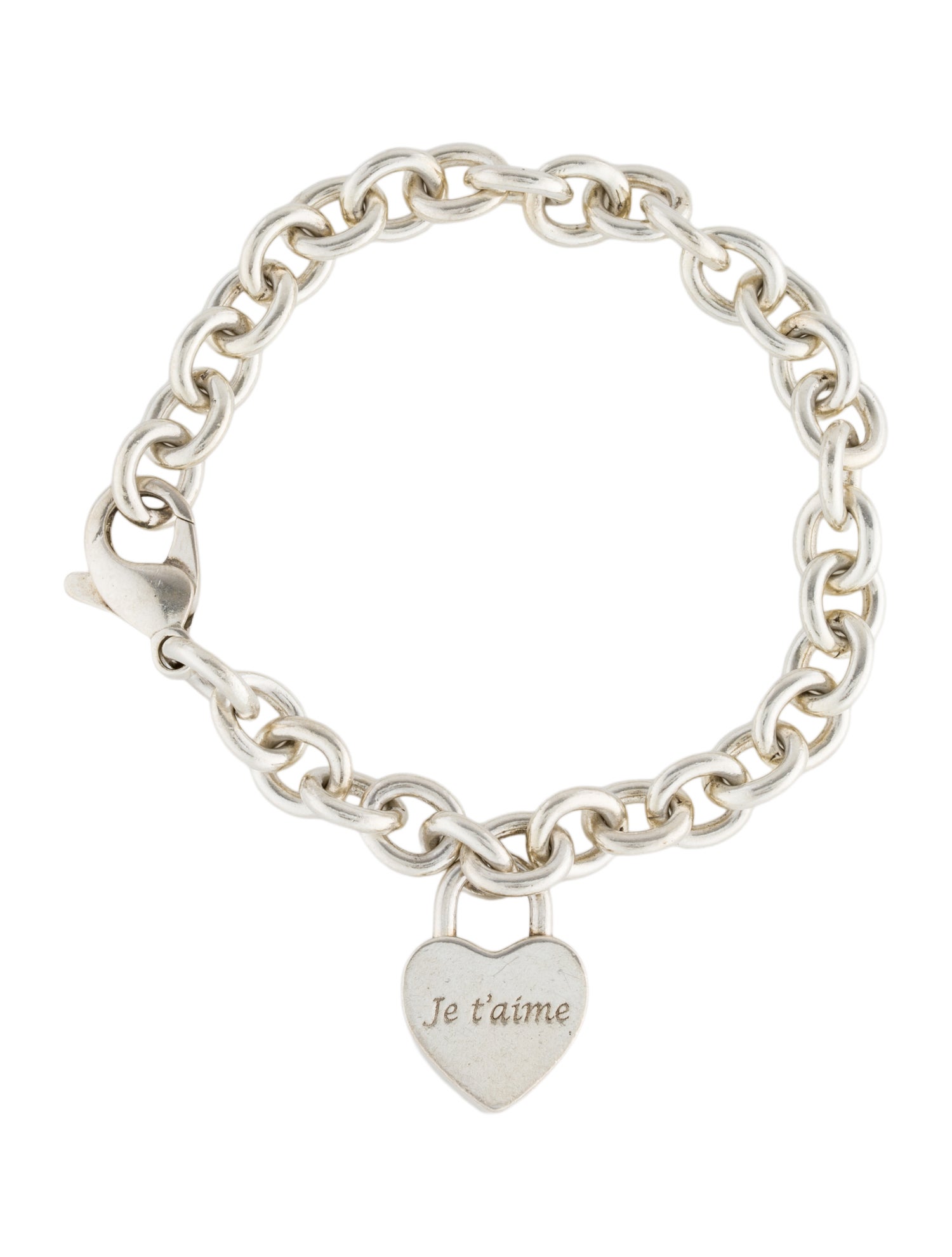 Tiffany & Co. Je t'aime Heart Lock Charm Bracelet
