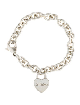 Tiffany & Co. Je t'aime Heart Lock Charm Bracelet