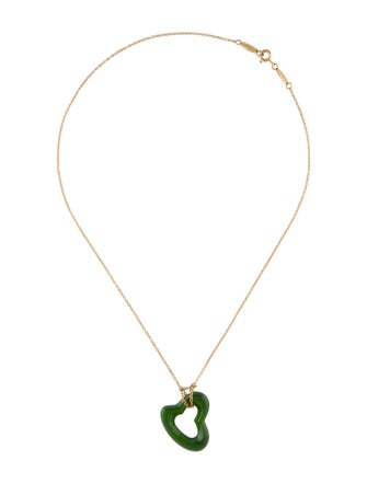 Tiffany & Co. 18K Nephrite Open Heart Pendant Necklace
