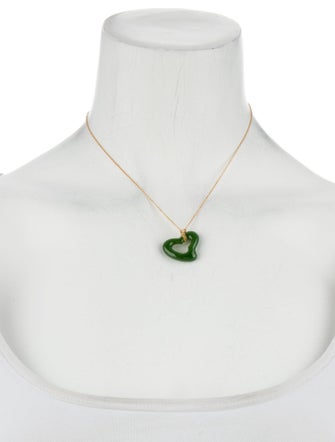 Tiffany & Co. 18K Nephrite Open Heart Pendant Necklace